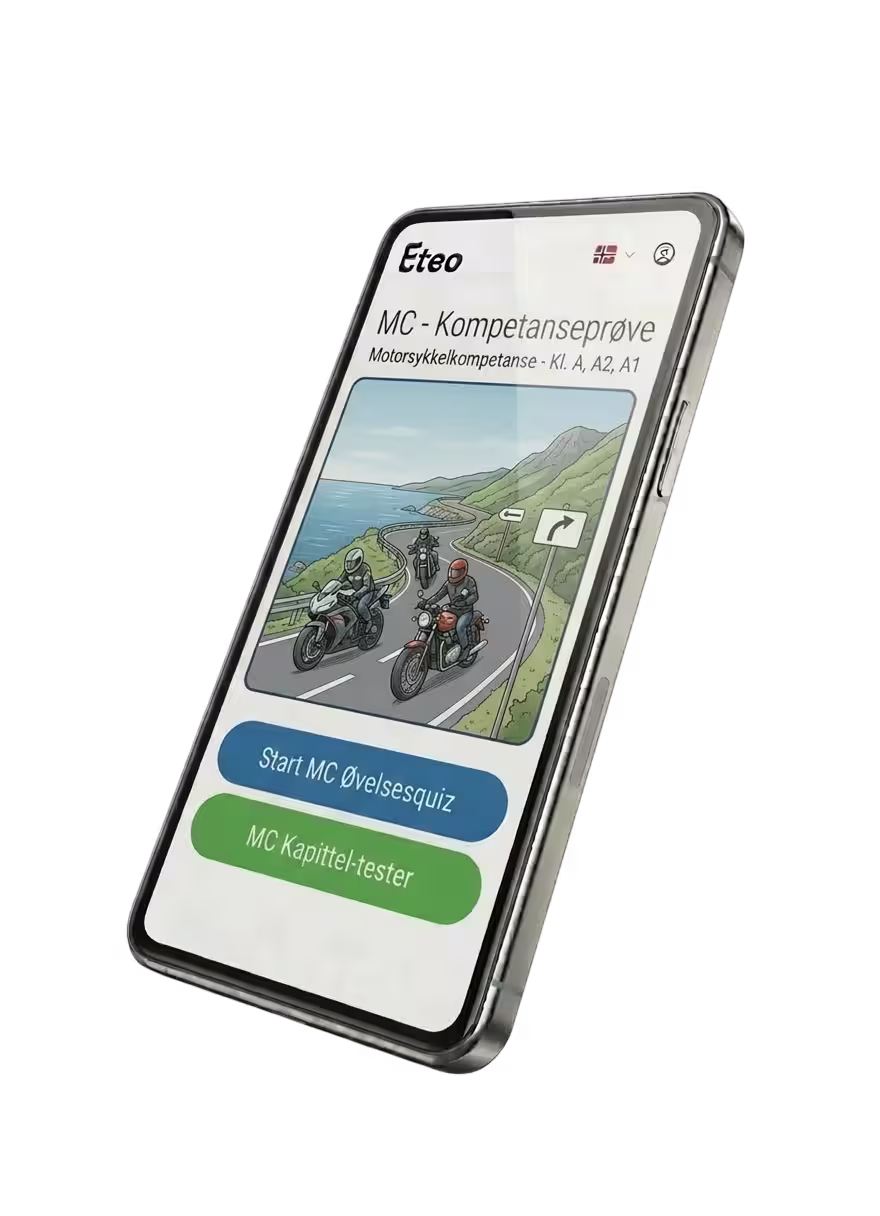 Funksjoner som gjør deg klar for motorsykkel teoriprøven